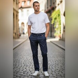 Burberry Brit Navy Chinos with Check Lining